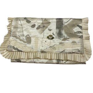 Jane Hall hand painted satin clutch bag purse lingerie bag pouch white grey